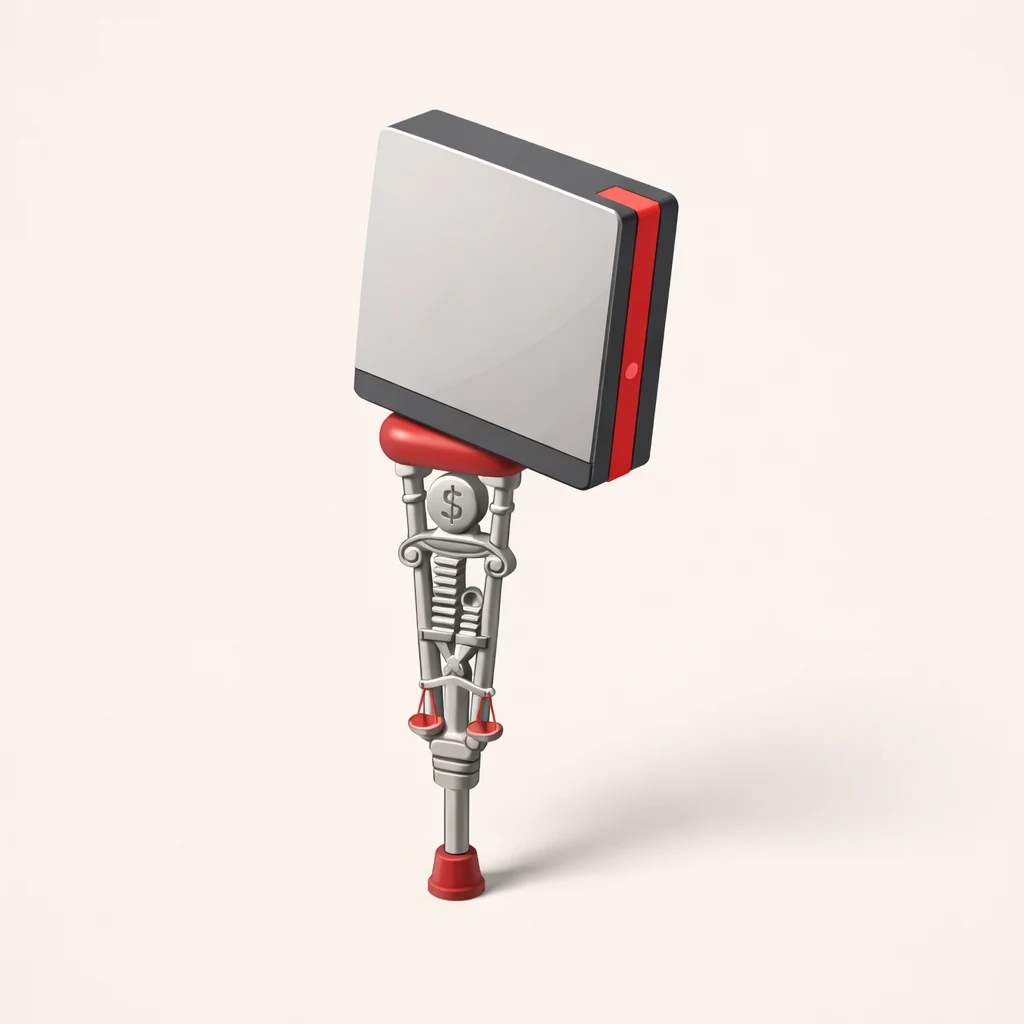a sleek software product standing on a single ornate financial-services crutch where its second leg used to be