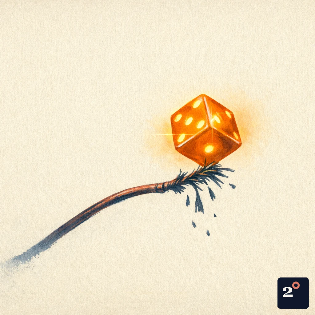 a single glowing crystal laser die balanced on the tip of a copper wire that frays and snaps under its weight